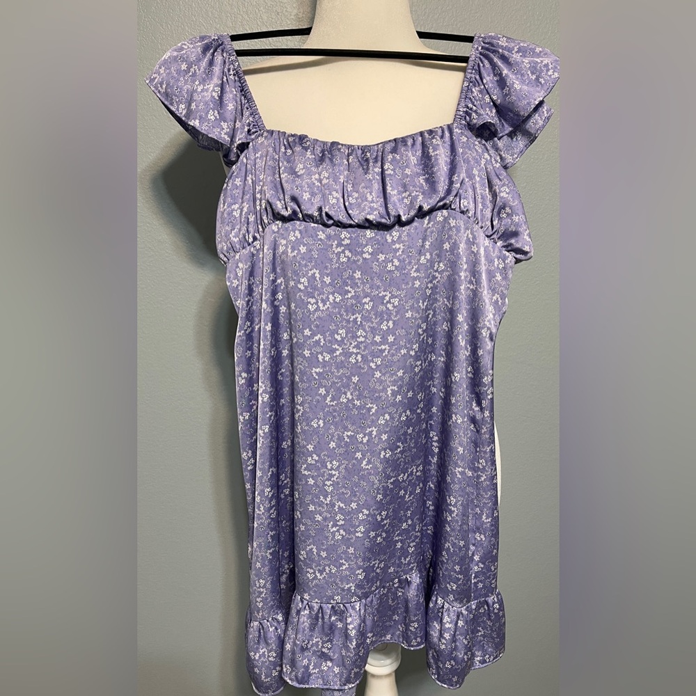 Zara Purple Lilac Floral Mini Dress Ruffle Cottagecore Milkmaid Coquette Small - Picture 3 of 12
